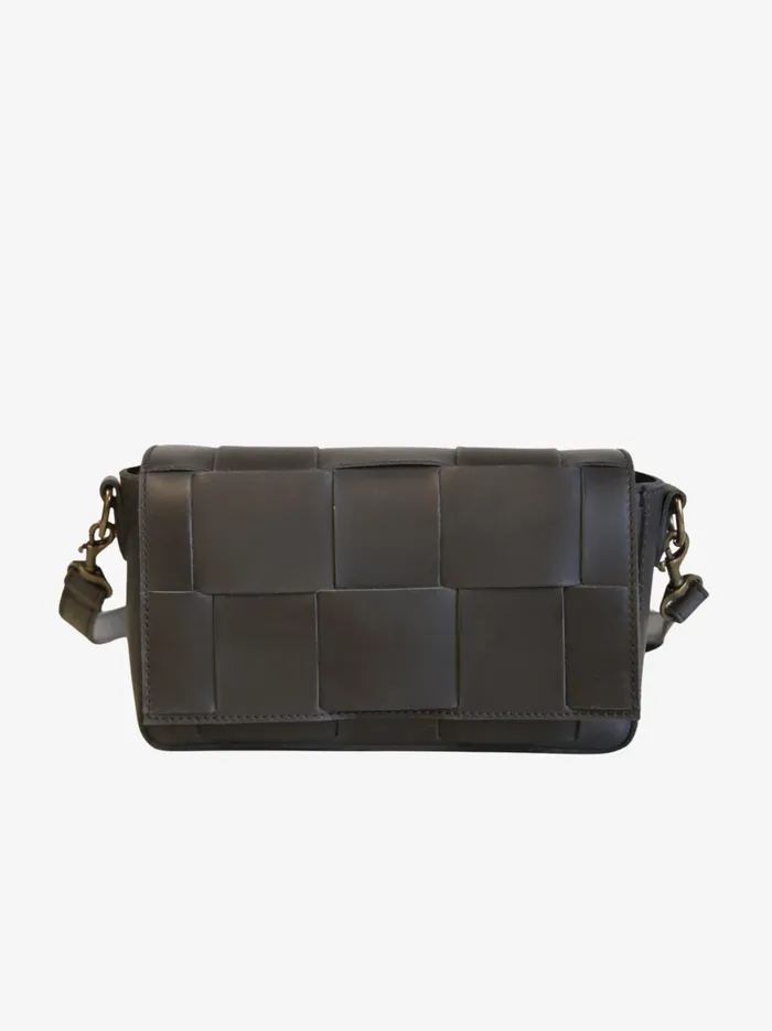 Able Mini Flap Woven Crossbody Black Women Crossbody Bags