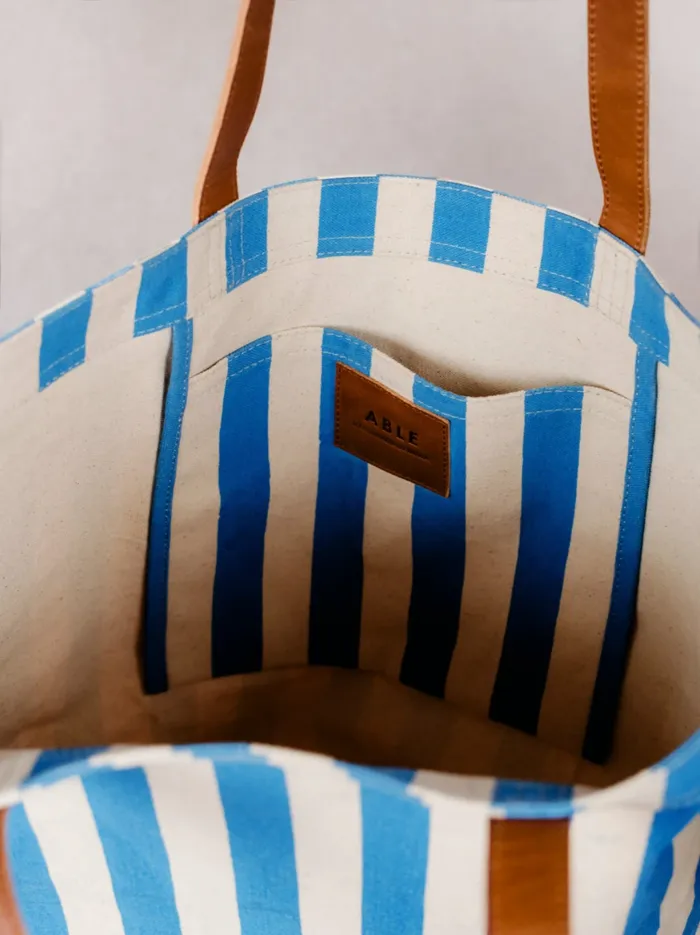 Able Totes and Shoulder Bags Women Mandrell Cabana Striped Tote Green Cabana Stripe