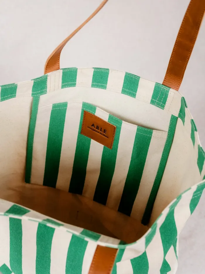Able Totes and Shoulder Bags Women Mandrell Cabana Striped Tote Green Cabana Stripe