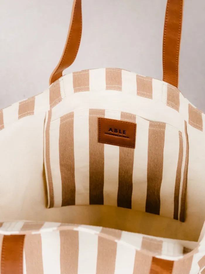 Able Totes and Shoulder Bags Women Mandrell Cabana Striped Tote Green Cabana Stripe