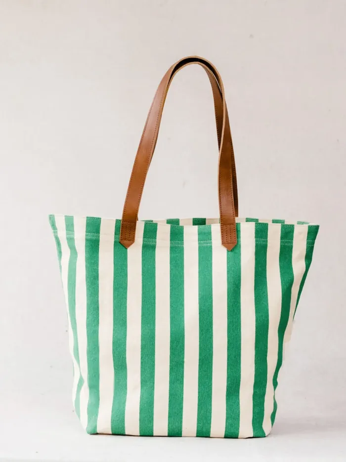 Able Totes and Shoulder Bags Women Mandrell Cabana Striped Tote Green Cabana Stripe