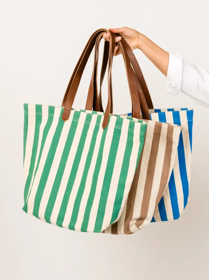 Able Totes and Shoulder Bags Women Mandrell Cabana Striped Tote Green Cabana Stripe