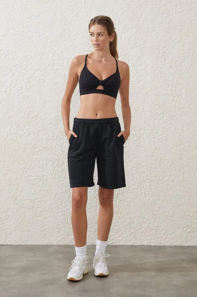 Active Core Twist Front Crop Black Women Cotton On Tops