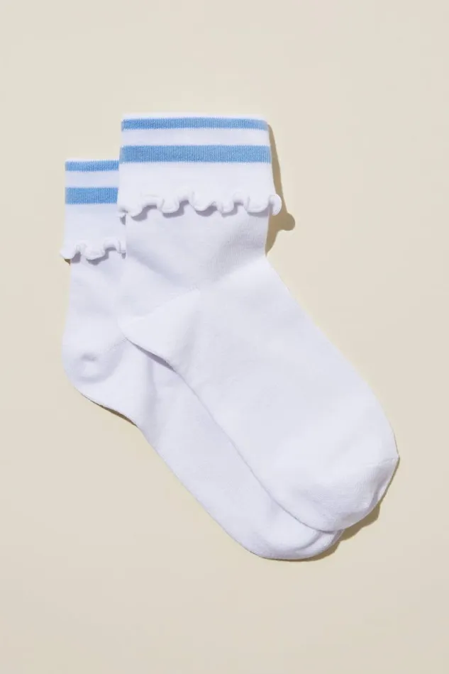 Active Folded Frill Sock White Windsurfer Women Cotton On Accessories