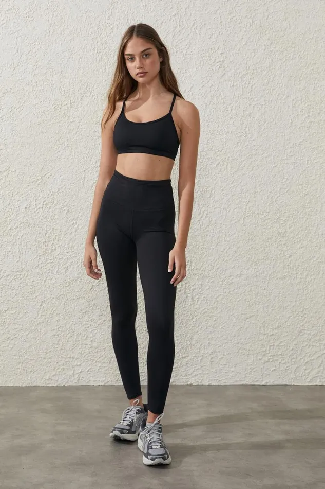 Active High Waist Core Full Length Tight Core Black Women Cotton On Pants