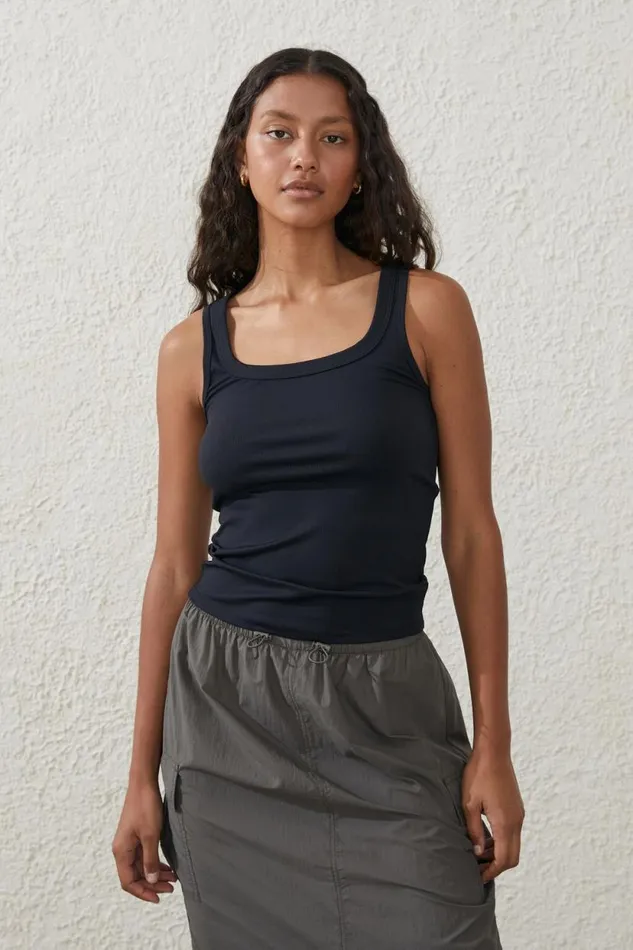Active Rib Scoop Tank Black Women Cotton On Tops