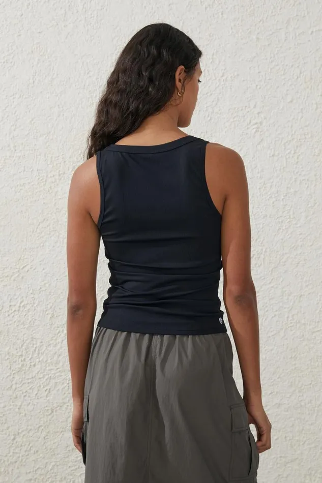 Active Rib Scoop Tank Black Women Cotton On Tops