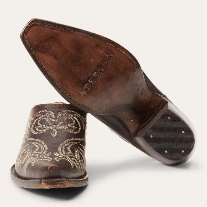Adley Vintage Finished Leather Mules Brown Women Stetson Mules