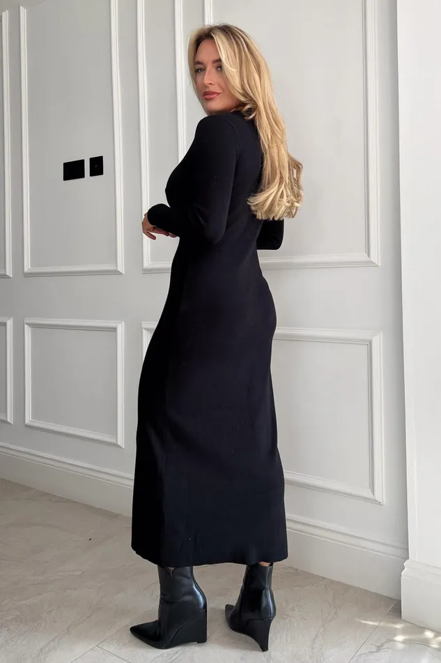 Alina Longline Cardigan Dress Black Women Girl In Mind Knitwear