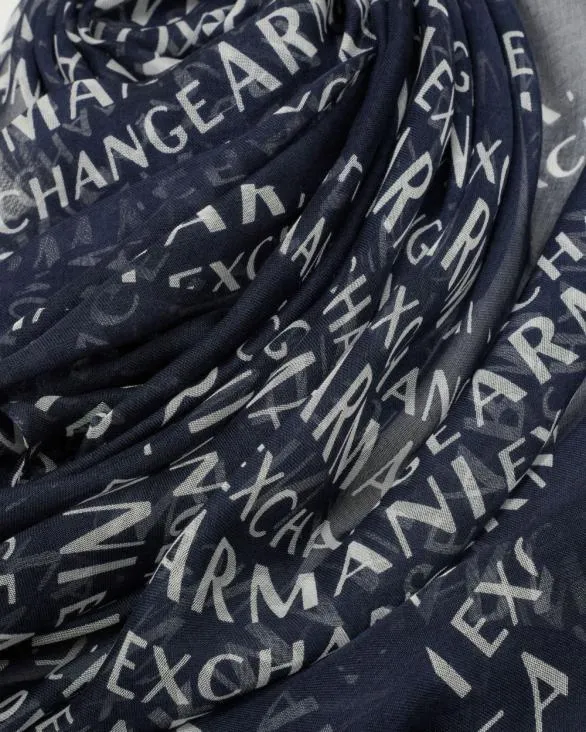 Allover Logo Patterned Scarf Navyblue Women Armani Scarves Allover Logo Patterned Scarf Navyblue Women Armani Scarves