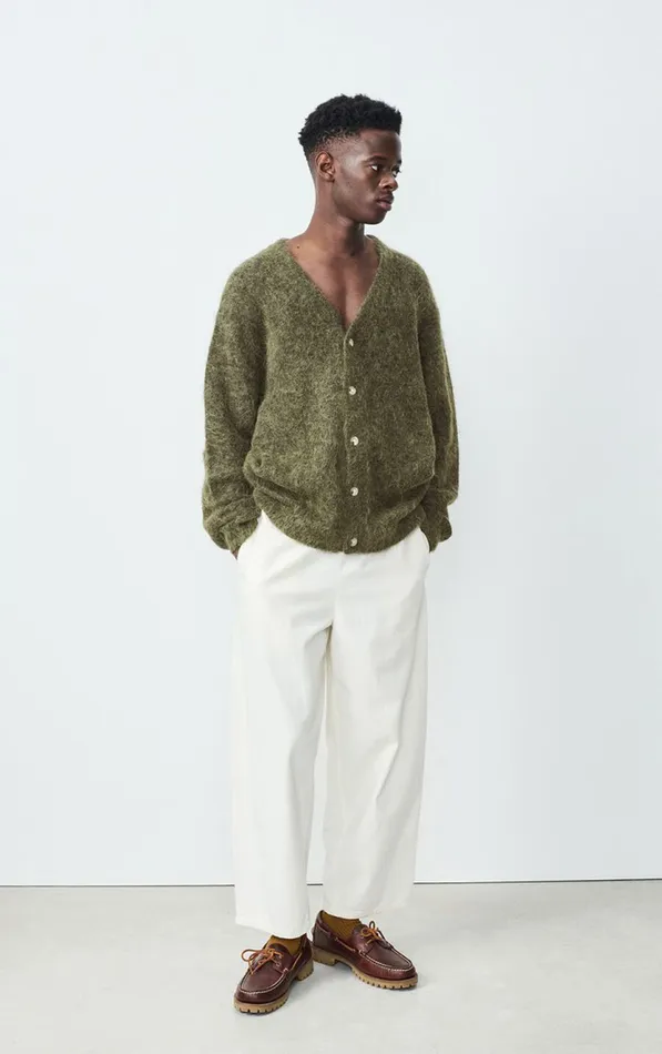 American Vintage Jumpers and Cardigans Men Cardigan Nuny Melange Seaweed American Vintage Jumpers and Cardigans Men Cardigan Nuny Melange Seaweed