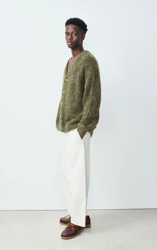 American Vintage Jumpers and Cardigans Men Cardigan Nuny Melange Seaweed American Vintage Jumpers and Cardigans Men Cardigan Nuny Melange Seaweed