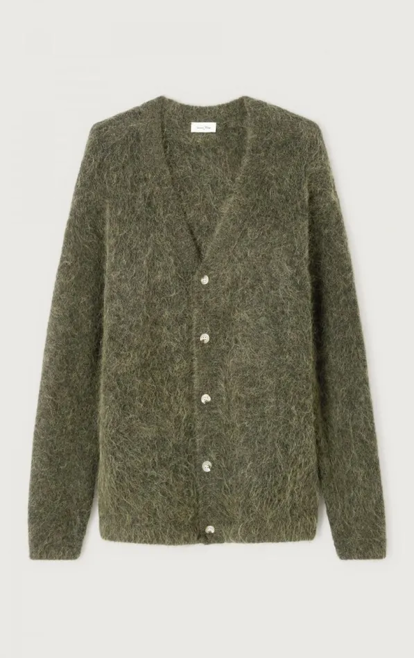 American Vintage Jumpers and Cardigans Men Cardigan Nuny Melange Seaweed American Vintage Jumpers and Cardigans Men Cardigan Nuny Melange Seaweed
