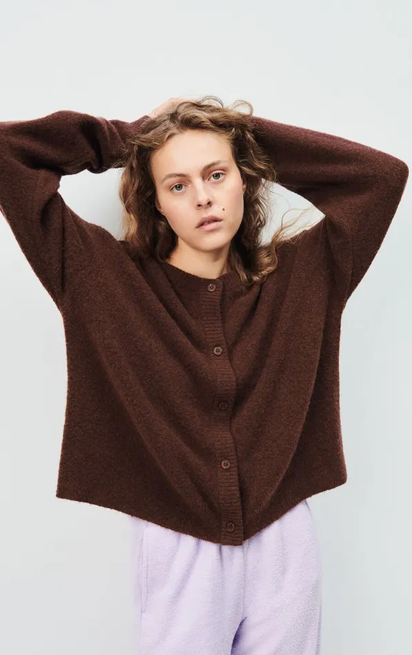 American Vintage Jumpers and Cardigans Women Cardigan Damsville Black Brownie Melange American Vintage Jumpers and Cardigans Women Cardigan Damsville Black Brownie Melange
