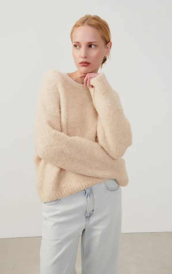 American Vintage Jumpers and Cardigans Women Jumper Zolly Light Beige Melange American Vintage Jumpers and Cardigans Women Jumper Zolly Light Beige Melange