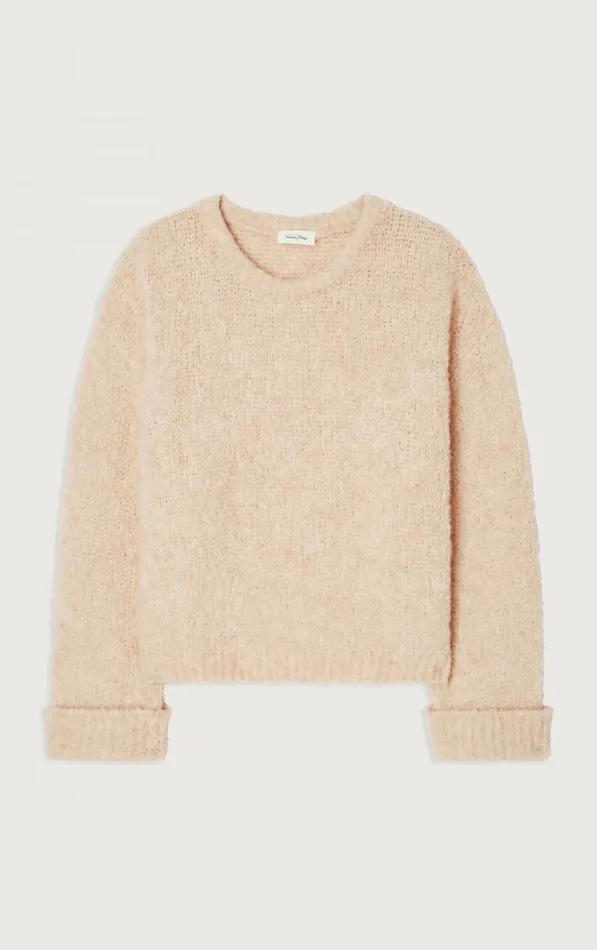 American Vintage Jumpers and Cardigans Women Jumper Zolly Light Beige Melange American Vintage Jumpers and Cardigans Women Jumper Zolly Light Beige Melange
