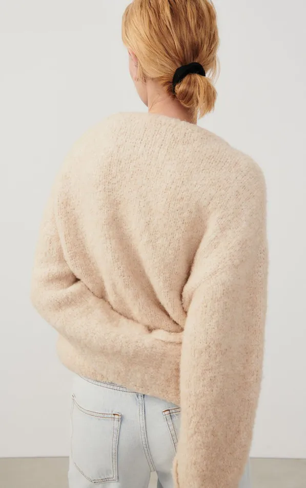American Vintage Jumpers and Cardigans Women Jumper Zolly Light Beige Melange American Vintage Jumpers and Cardigans Women Jumper Zolly Light Beige Melange