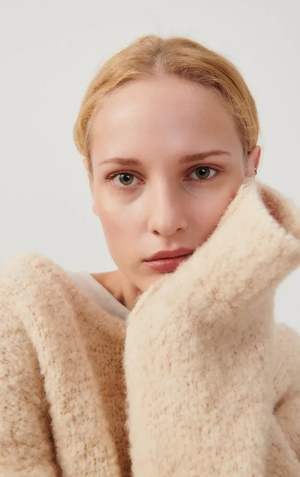 American Vintage Jumpers and Cardigans Women Jumper Zolly Light Beige Melange American Vintage Jumpers and Cardigans Women Jumper Zolly Light Beige Melange