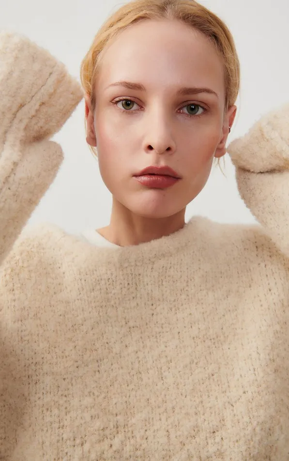 American Vintage Jumpers and Cardigans Women Jumper Zolly Light Beige Melange American Vintage Jumpers and Cardigans Women Jumper Zolly Light Beige Melange