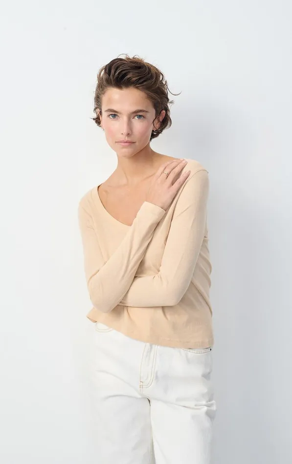 American Vintage Long Sleeve TShirts Women TShirt Gamipy Sand
