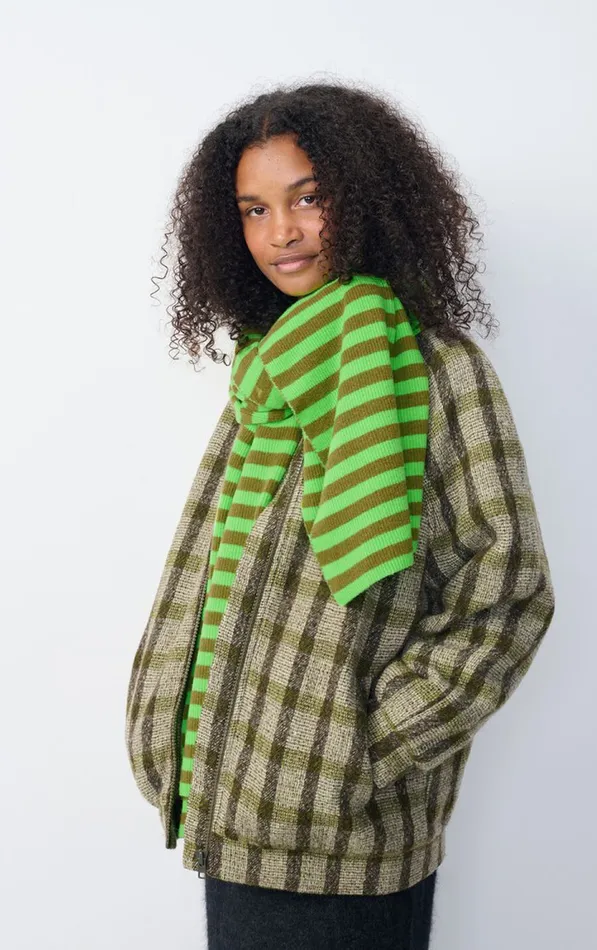 American Vintage Scarves And Shawls WomenMen Scarf Raxow Fluo Green Striped Chameleon Melange