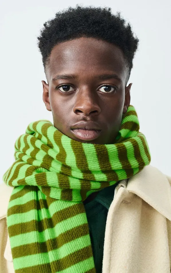 American Vintage Scarves And Shawls WomenMen Scarf Raxow Fluo Green Striped Chameleon Melange American Vintage Scarves And Shawls WomenMen Scarf Raxow Fluo Green Striped Chameleon Melange