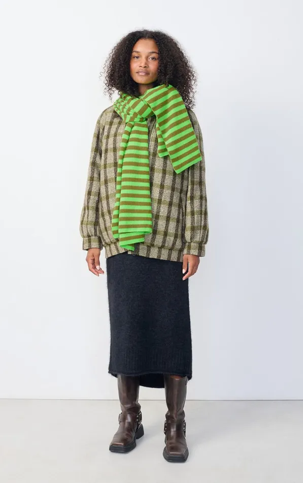 American Vintage Scarves And Shawls WomenMen Scarf Raxow Fluo Green Striped Chameleon Melange American Vintage Scarves And Shawls WomenMen Scarf Raxow Fluo Green Striped Chameleon Melange