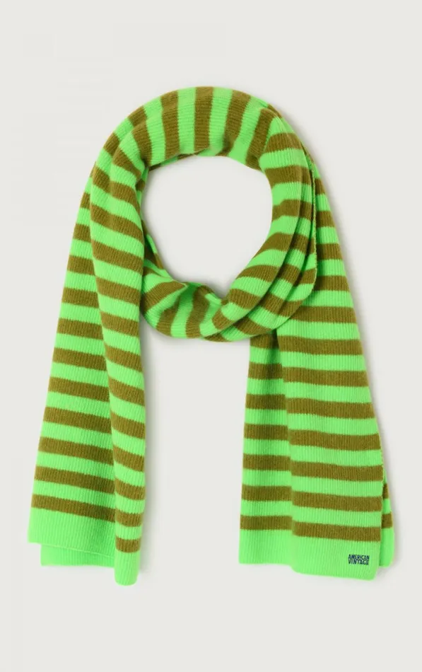 American Vintage Scarves And Shawls WomenMen Scarf Raxow Fluo Green Striped Chameleon Melange American Vintage Scarves And Shawls WomenMen Scarf Raxow Fluo Green Striped Chameleon Melange