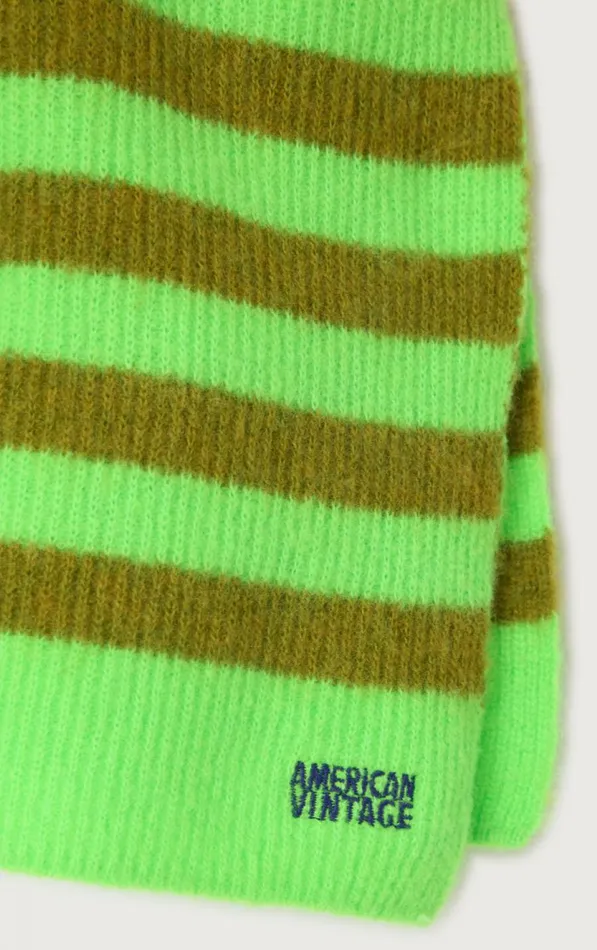 American Vintage Scarves And Shawls WomenMen Scarf Raxow Fluo Green Striped Chameleon Melange American Vintage Scarves And Shawls WomenMen Scarf Raxow Fluo Green Striped Chameleon Melange