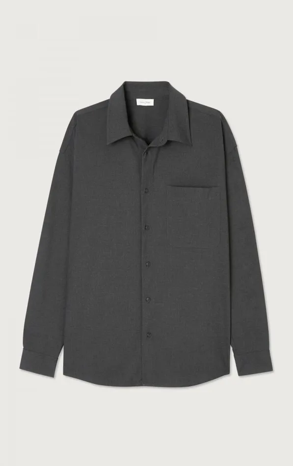 American Vintage Shirts Men Shirt Kabird Melange Charcoal American Vintage Shirts Men Shirt Kabird Melange Charcoal