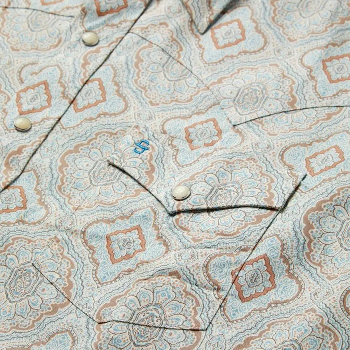 Aqua Paisley Print Western Shirt Green Men Stetson Western Shirts