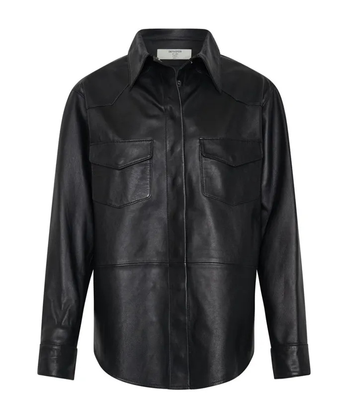 ARIA LEATHER OVERSIZED SHACKET BLACK Women One Teaspoon Shirts ARIA LEATHER OVERSIZED SHACKET BLACK Women One Teaspoon Shirts