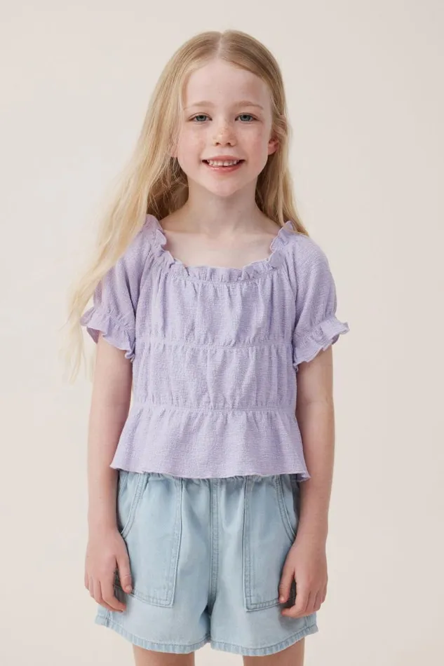 Astrid Short Sleeve Top Lilac Drop Girls Cotton On Tops and TShirts