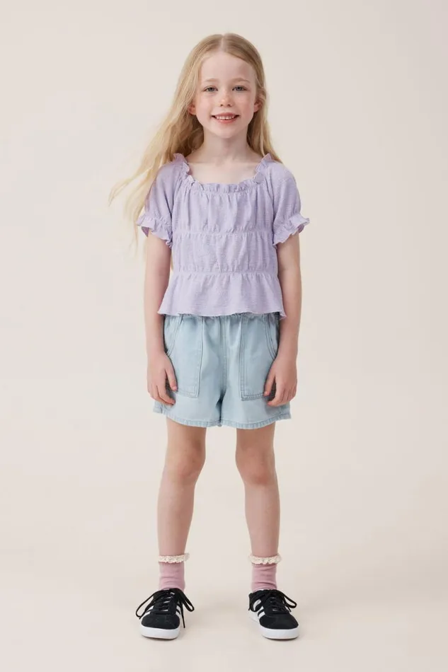 Astrid Short Sleeve Top Lilac Drop Girls Cotton On Tops and TShirts Astrid Short Sleeve Top Lilac Drop Girls Cotton On Tops and TShirts