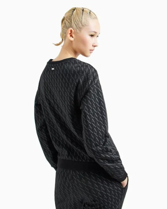 ASV French Terry Sweatshirt With Embossed Logo Black Women Armani Matching Sets ASV French Terry Sweatshirt With Embossed Logo Black Women Armani Matching Sets