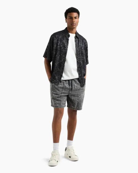 ASV Viscose Short Sleeve Shirt Black Men Armani Shirts