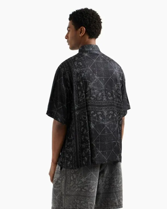 ASV Viscose Short Sleeve Shirt Black Men Armani Shirts