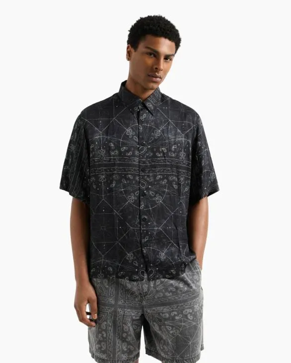 ASV Viscose Short Sleeve Shirt Black Men Armani Shirts