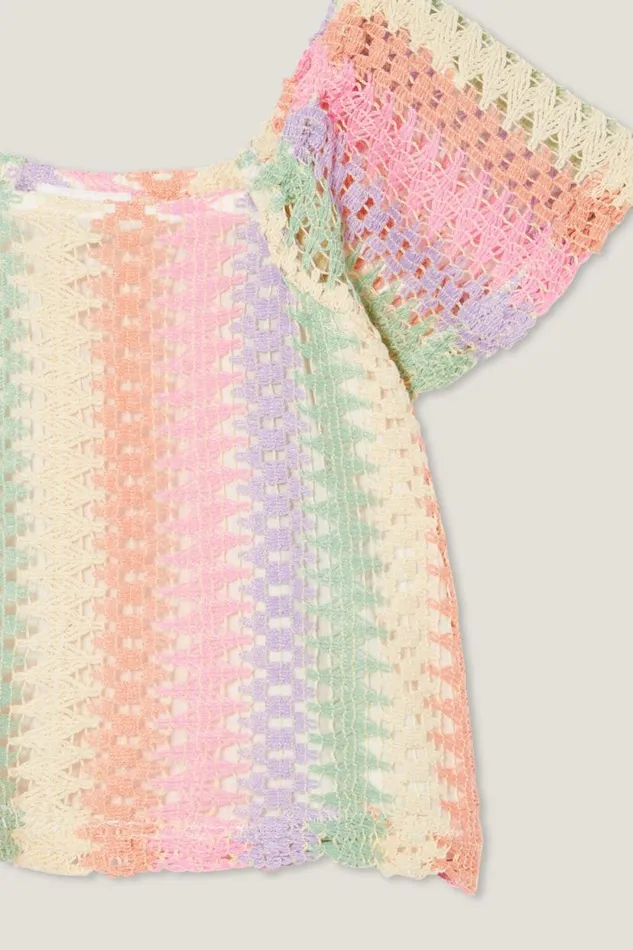 Avril Short Sleeve Top Rainbow Stripe Girls Cotton On Tops and TShirts