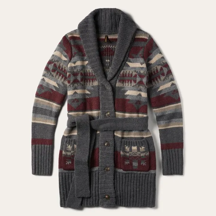 Aztec Belted Cardigan Multi Women Stetson Sweaters