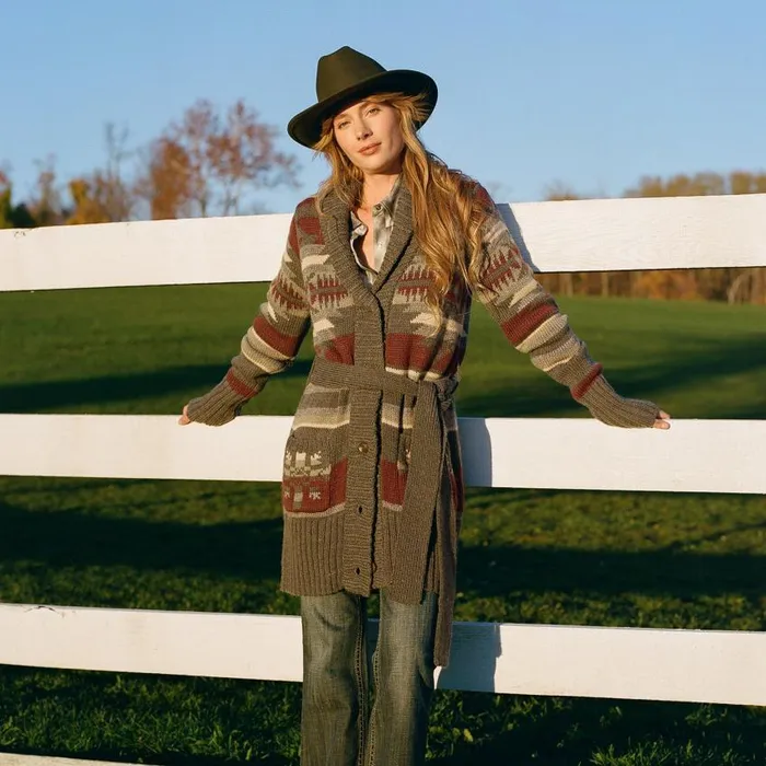 Aztec Belted Cardigan Multi Women Stetson Sweaters