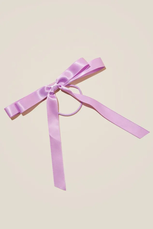 Bailee Bow Hair Tie Lilac Dropsatin Girls Cotton On Hair Accessories