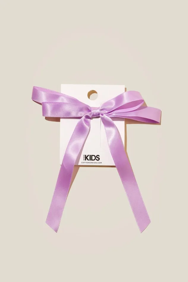 Bailee Bow Hair Tie Lilac Dropsatin Girls Cotton On Hair Accessories Bailee Bow Hair Tie Lilac Dropsatin Girls Cotton On Hair Accessories