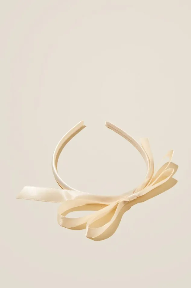 Bailee Bow Headband Vanillasatin Girls Cotton On Hair Accessories Bailee Bow Headband Vanillasatin Girls Cotton On Hair Accessories