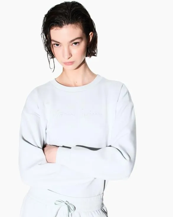 Basic Crewneck Sweatshirt Lightblue Women Armani Matching Sets Basic Crewneck Sweatshirt Lightblue Women Armani Matching Sets