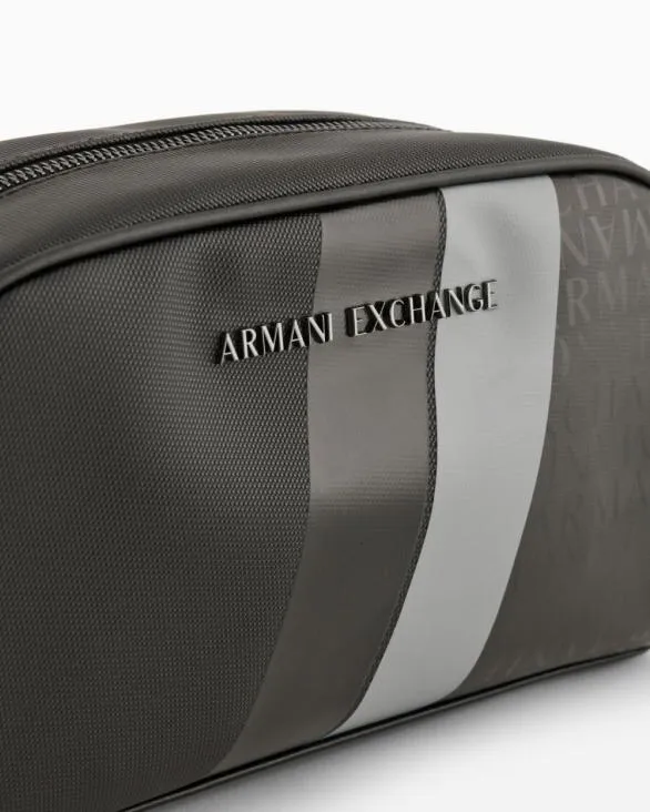 Beauty Case With Monogram And Stripes Black Men Armani Wallets And Small Leather Goods Beauty Case With Monogram And Stripes Black Men Armani Wallets And Small Leather Goods