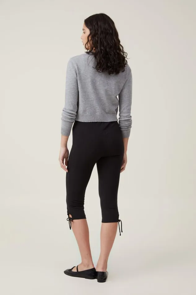 Bella Bow Tie Capri Black Women Cotton On Pants