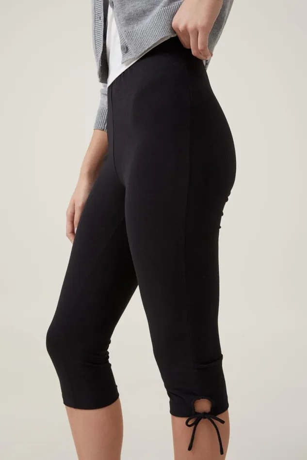 Bella Bow Tie Capri Black Women Cotton On Pants