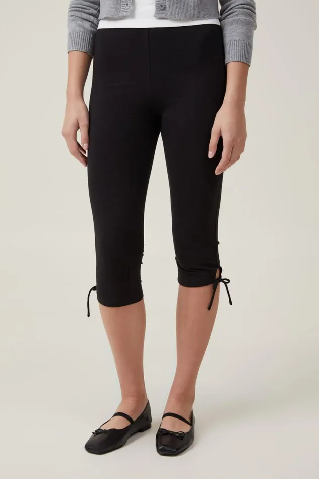 Bella Bow Tie Capri Black Women Cotton On Pants
