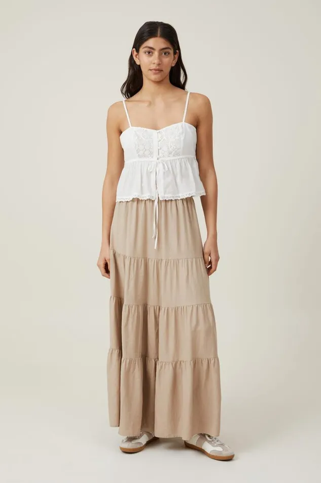 Bella Lace Cami White Women Cotton On Tops